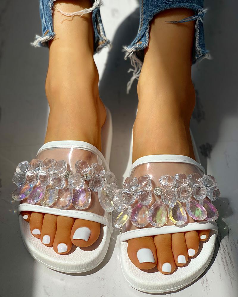 transparent studded sandals