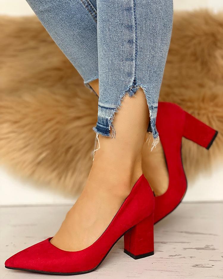 suede chunky heels