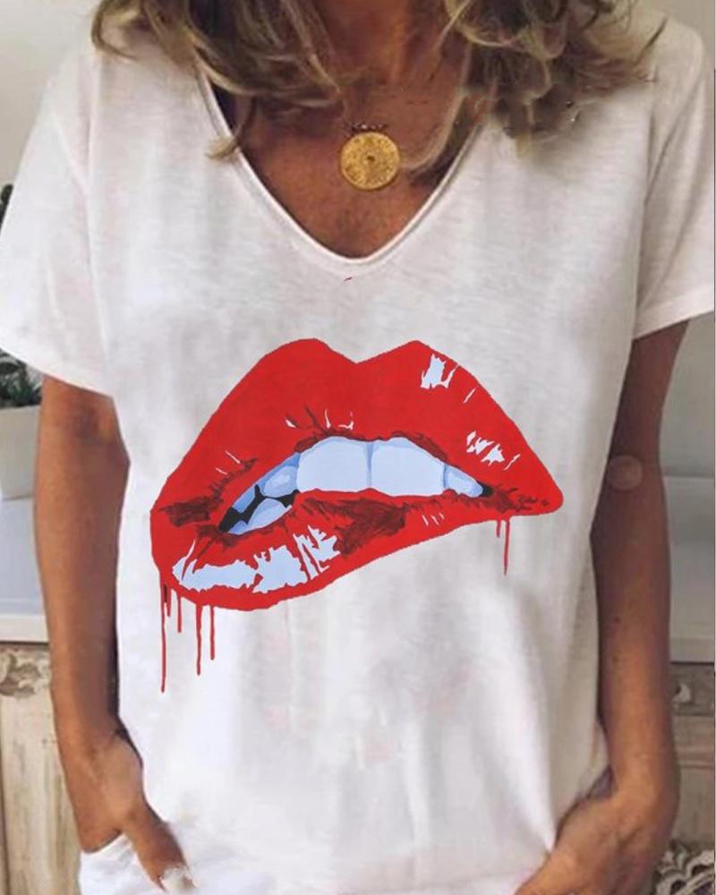 

Lip Print T-Shirt, White