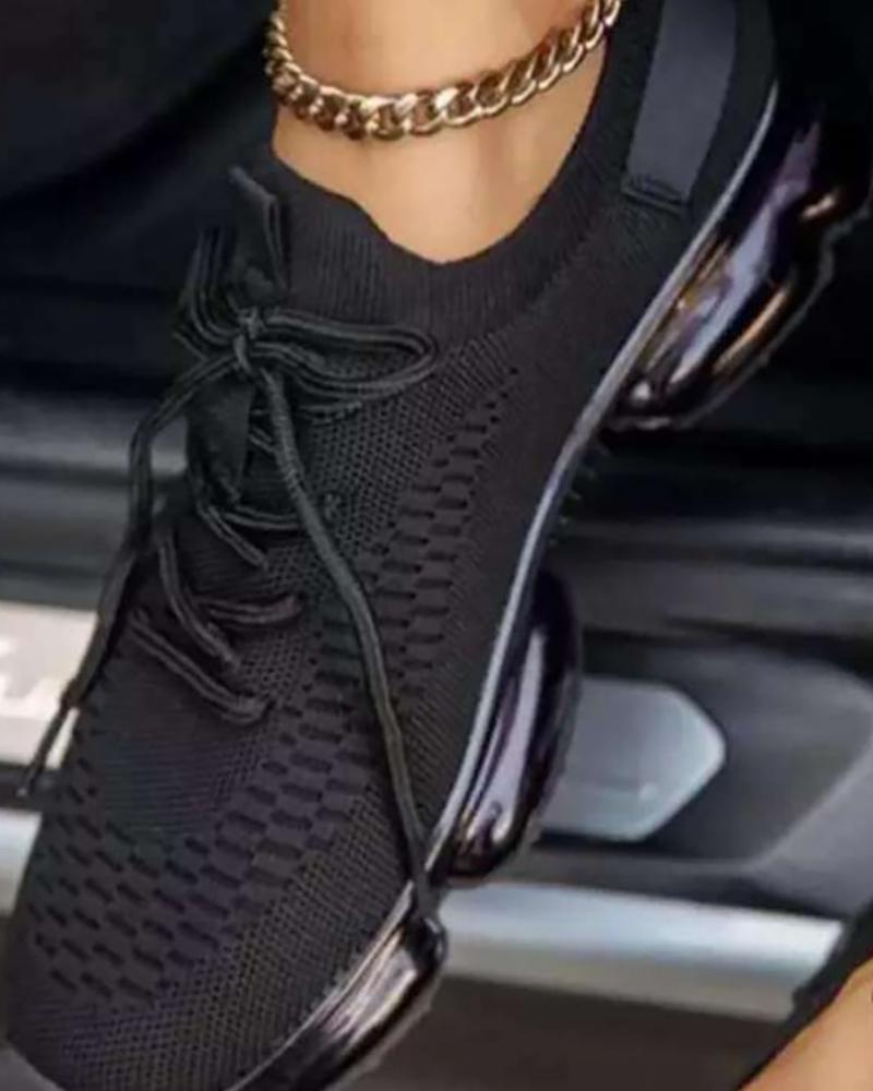 

Lace-up Front Air Cushion Sneakers, Black