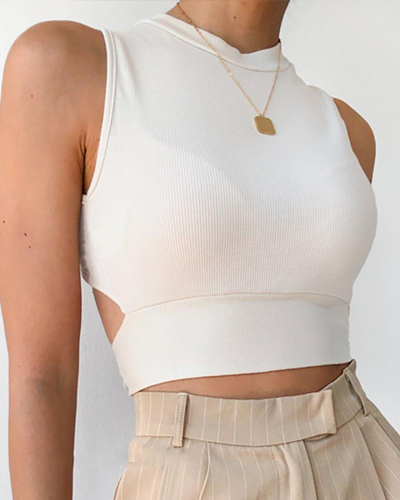 

Tied Detail Backless Sleeveless Top, White