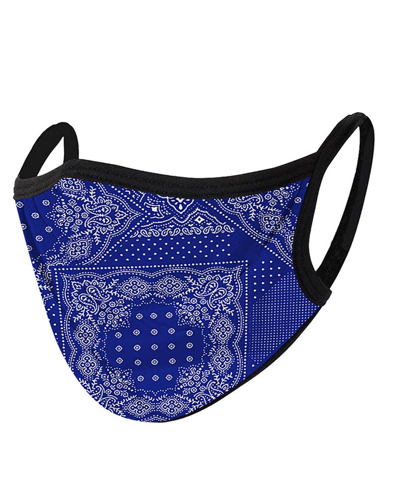 

Paisley Baroque Print Colorblock Breathable Face Mask, Style3