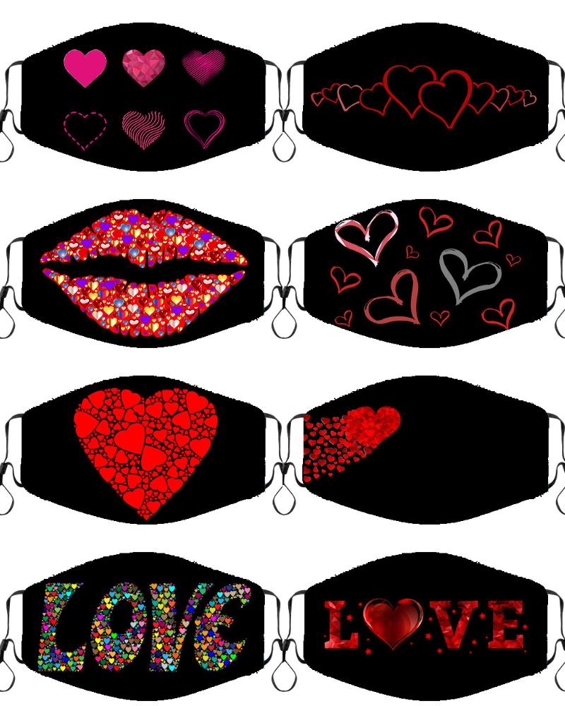 

Valentine's Day Lip Heart Print Breathable Face Mask, Style1