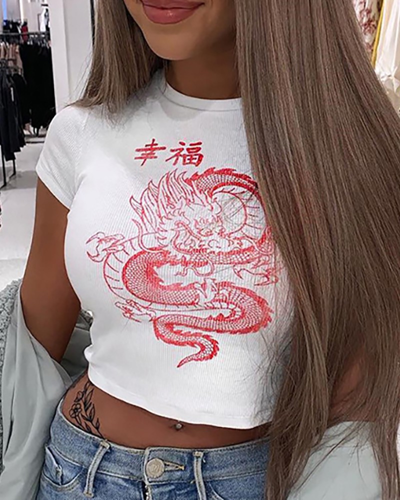 dragon print t shirt