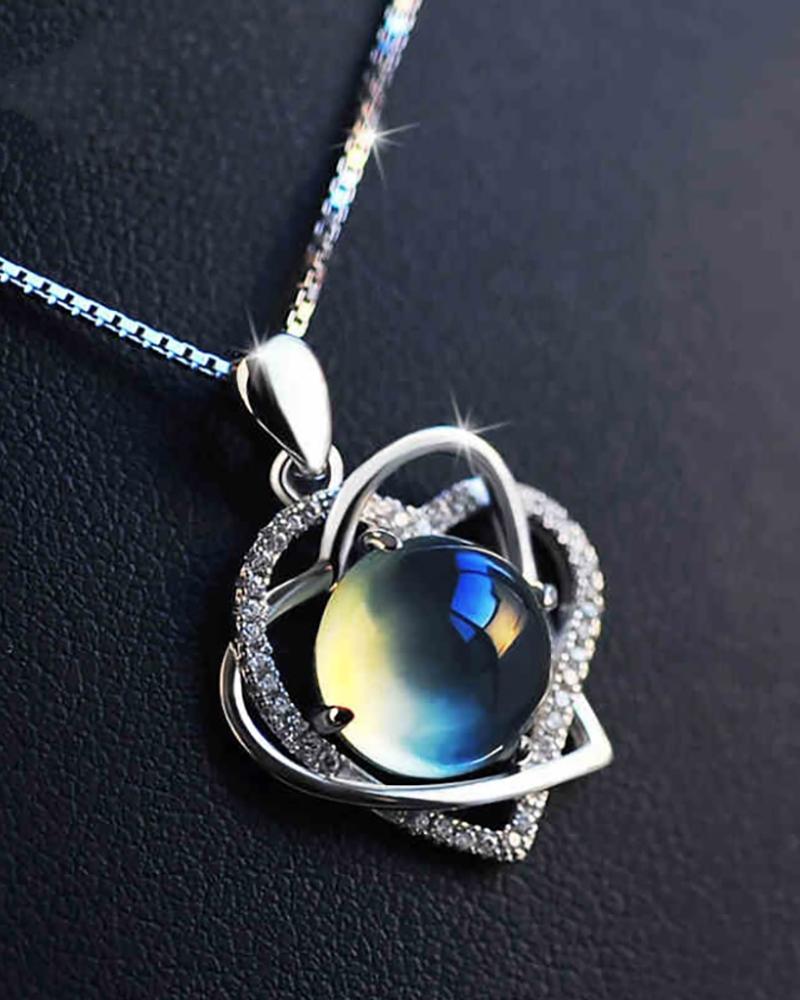 

Double Heart Crystal Pendant Necklace, Style1