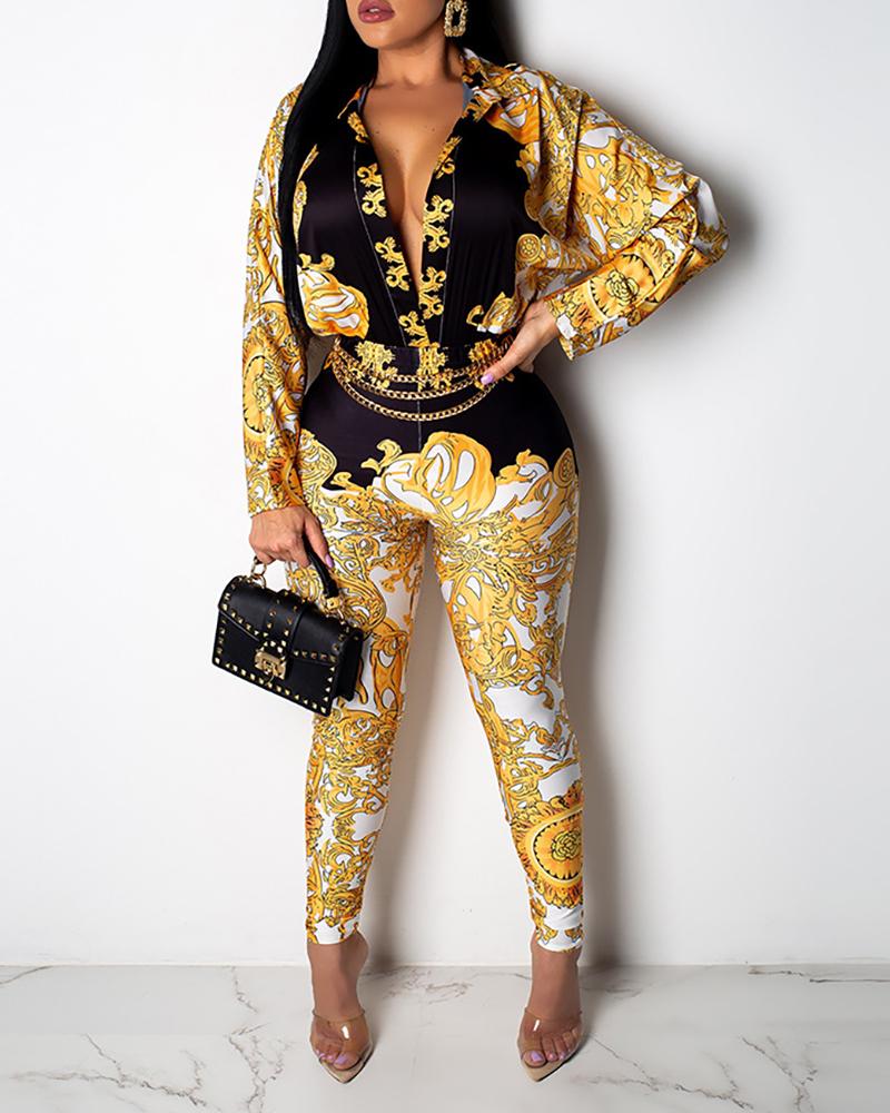 baroque print jumpsuit