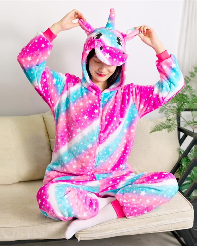 

Unicon Zipper Front Hooded Teddy Onesie For Adults, Hot pink