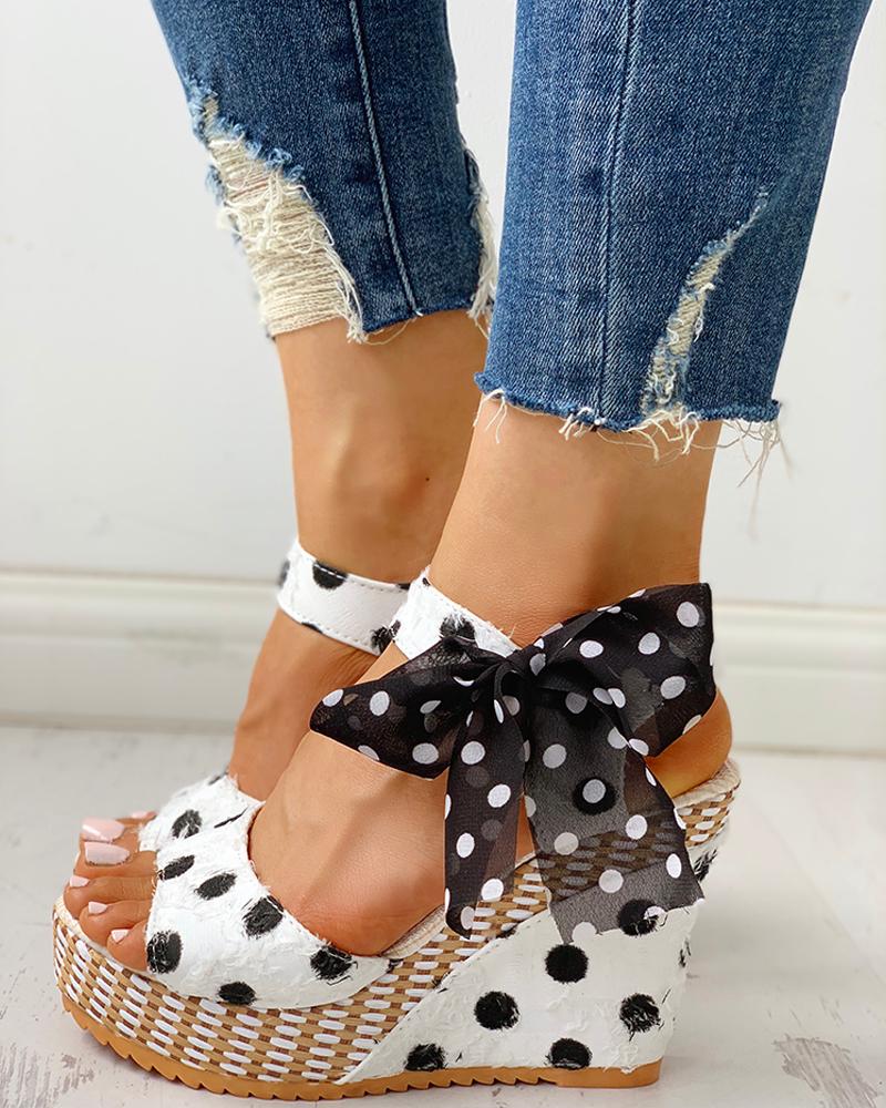 bowknot design platform espadrille wedge sandals
