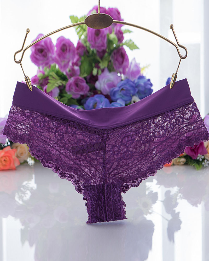 

Sexy G-string Floral Lace Thong, Purple