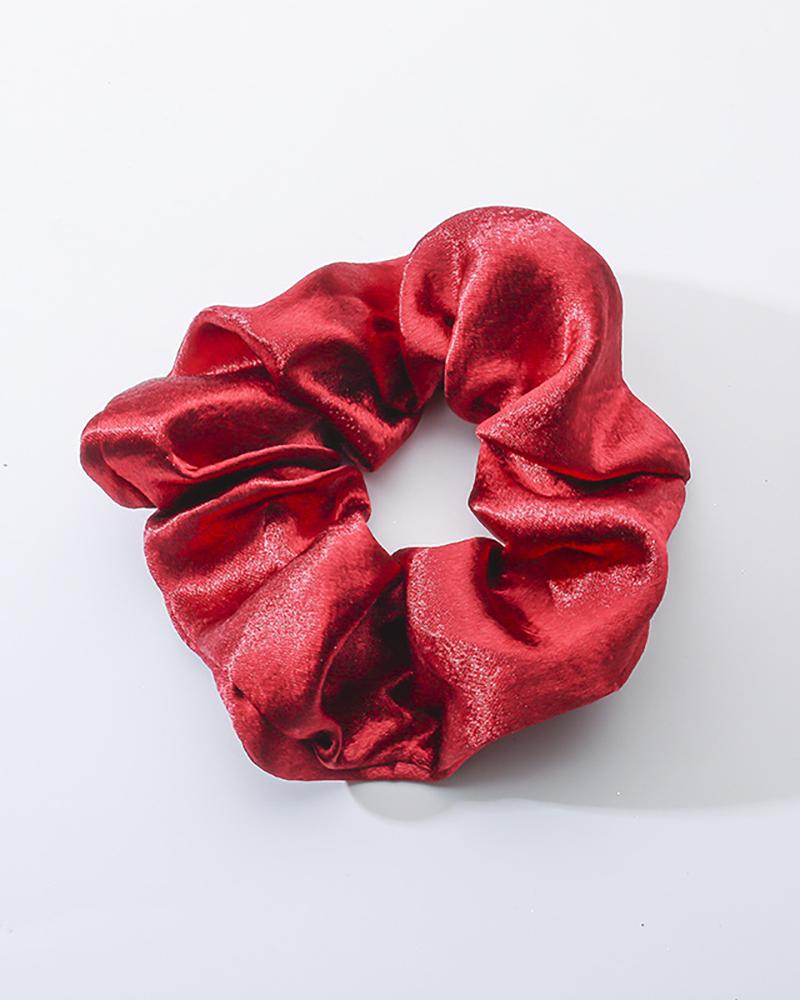 

Simple Plain Satin Scrunchie, Red