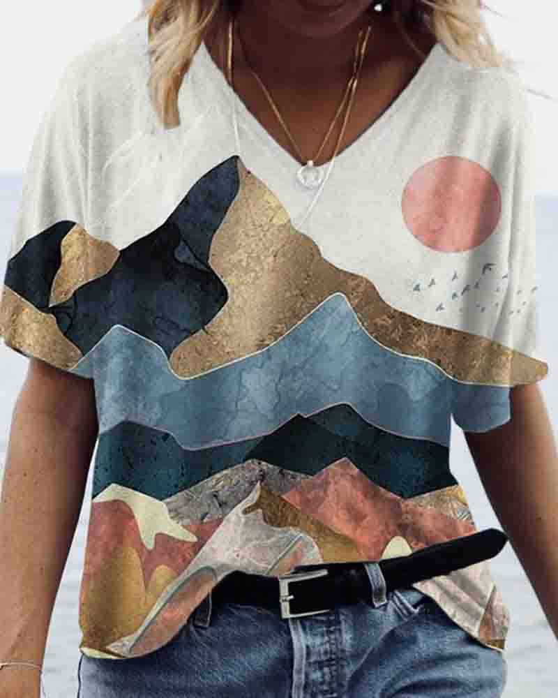 

Graphic Animal Print Half Sleeve Casual T-shirt, Style1