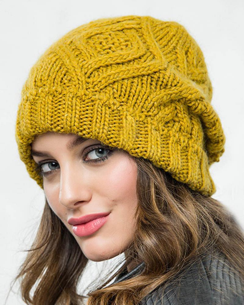 

Wram Braided Plain Beanie, Yellow