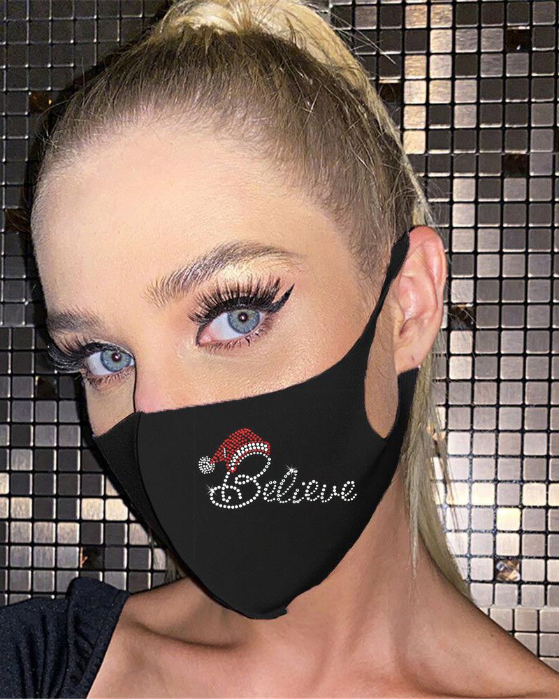 

Christmas Pattern Studded Breathable Face Mask, Style8