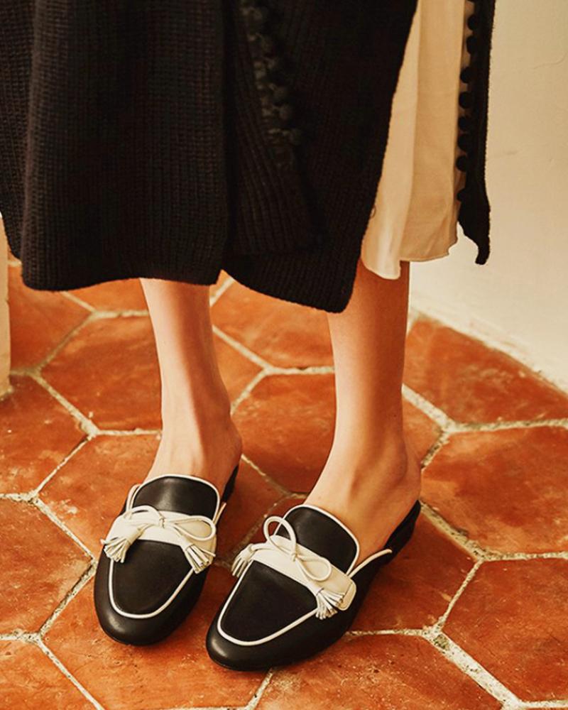 round toe flat mules