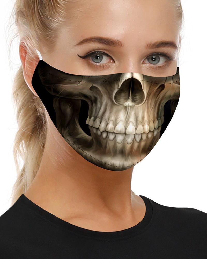 

Skull Print Breathable Mouth M .a. s. k Washable And Reusable With 2PCS Replaceable Filter, Style1