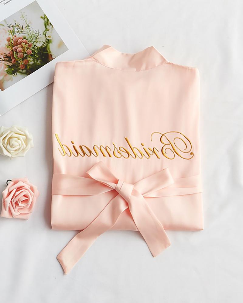 

Letter Print Wedding Robes For Bridesmaids, Light pink