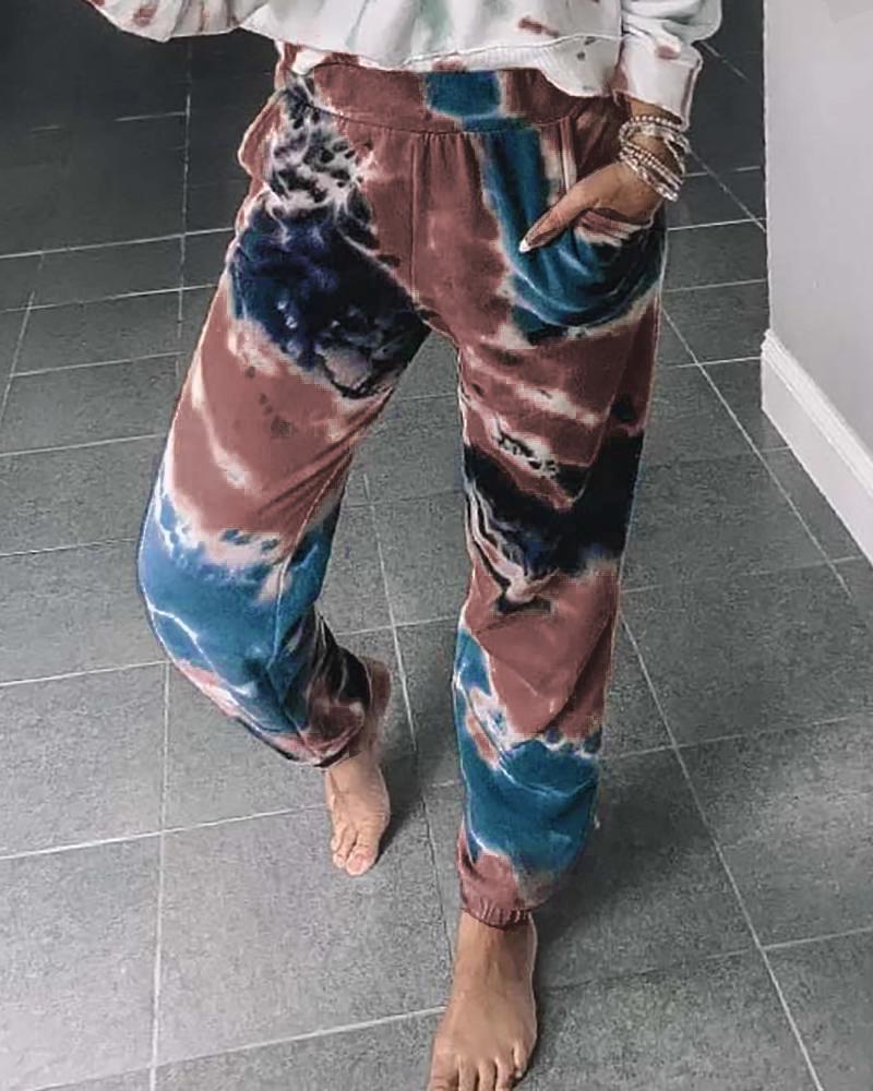 

Tie Dye Print Pocket Design Sweatpants, Multicolor