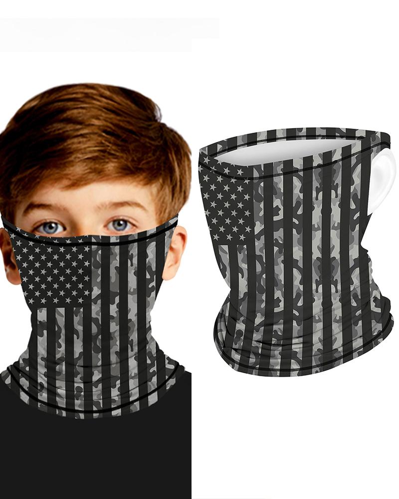 

Flag Print Breathable Ear Loop Face Bandana Headwrap For Children, Black