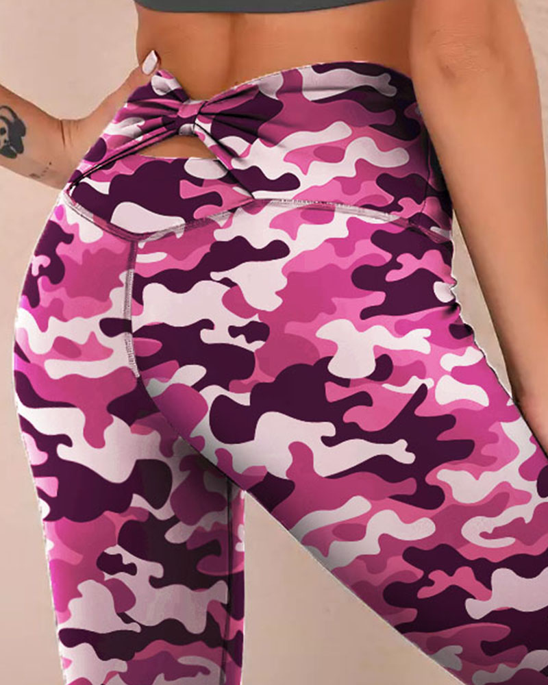 

Multicolor Camouflage Cut-out Skinny Sport Pants