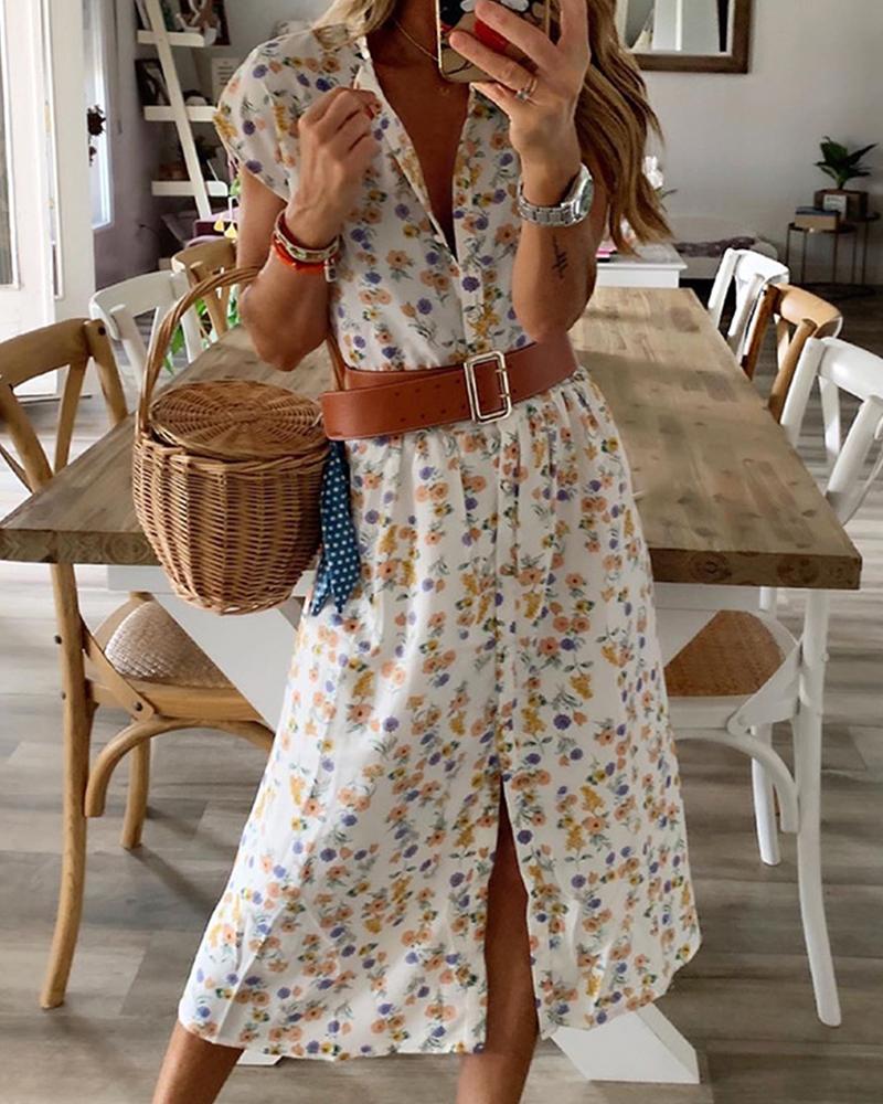 floral midi shirt dress