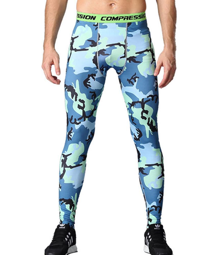 

Camouflage Print Skinny High Elastic Sporty Pants, Style4