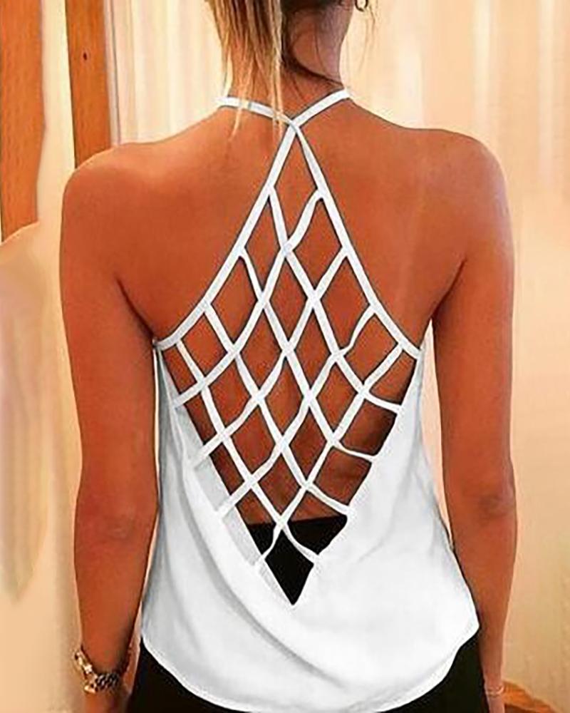 

Sunflower Halter Backless Casual Tank Top, White
