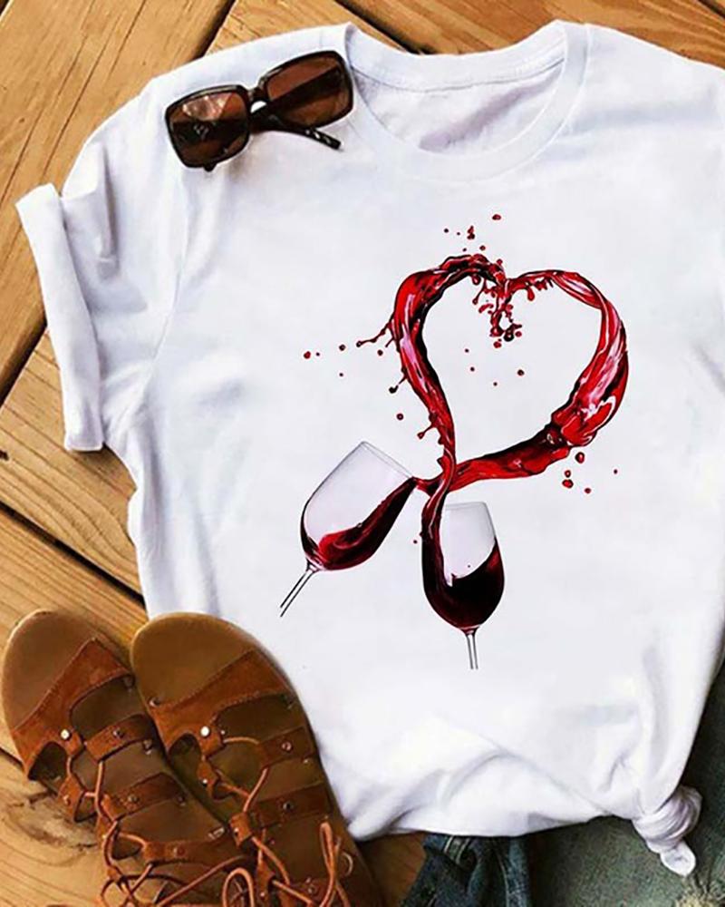 

Graphic Print Short Sleeve Casual T-Shirt, Style7