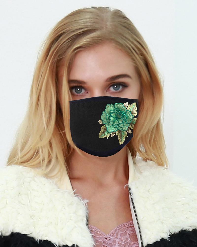 

Embroidered Floral Breathable Face Mask, Style2