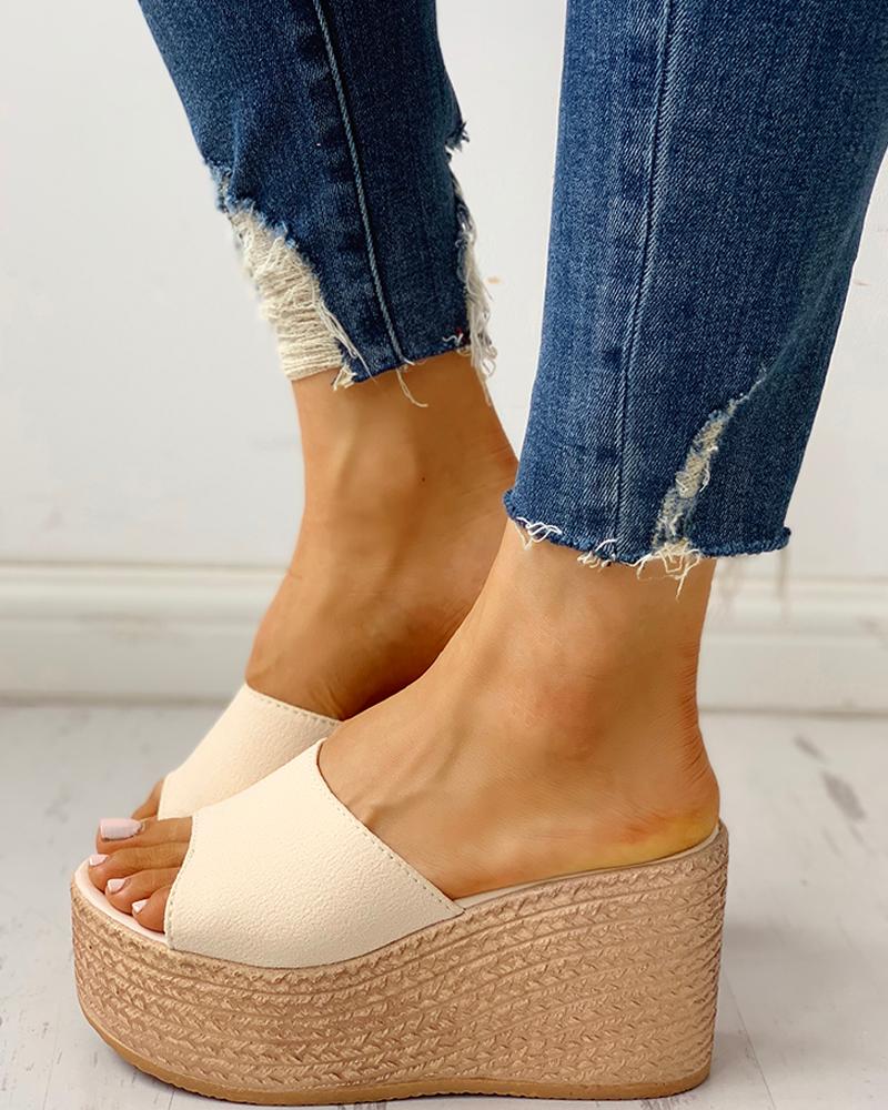 bowknot design platform espadrille wedge sandals