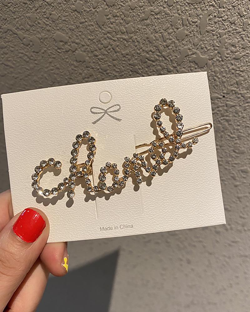 

Letter Pattern Studded Hair Clip, Gold