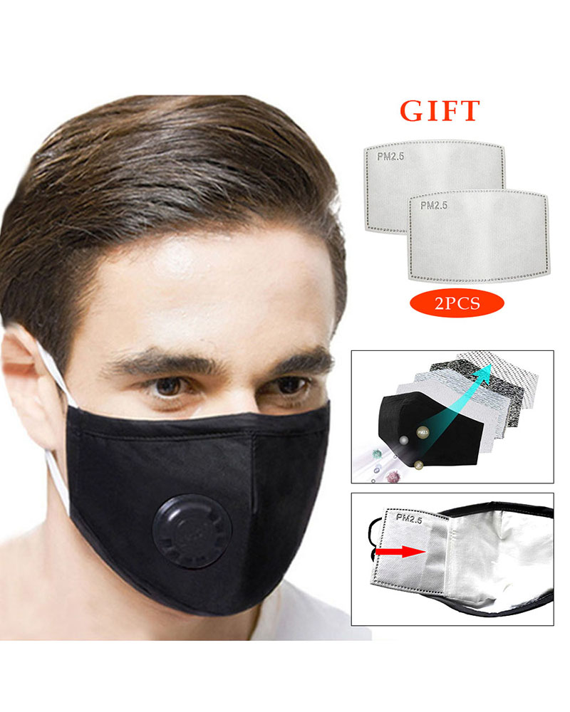 Download PM2.5 Cotton Reusable Washable Face Mask With Valve (2 ...