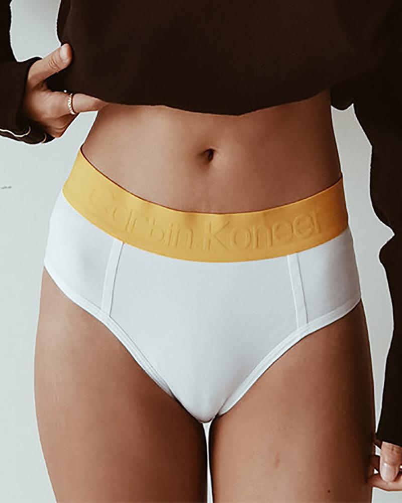 

Wide Waistband Colorblock Panty, White