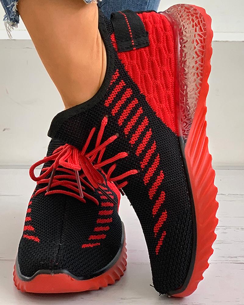 

Lace-up Colorblock Knit Casual Sneaker, Black