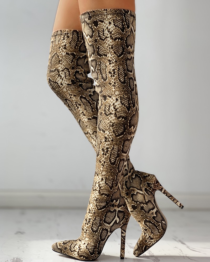 thigh snakeskin boots