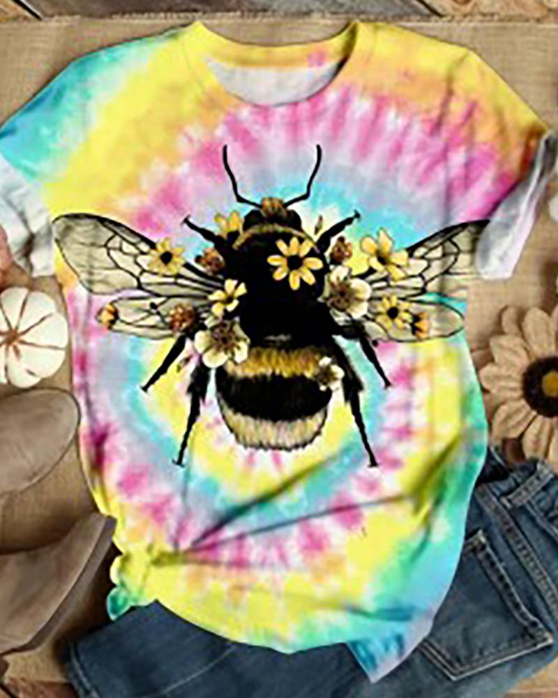 

Animal / Tie Dye / Daisy Print Casual T-shirt, Style6