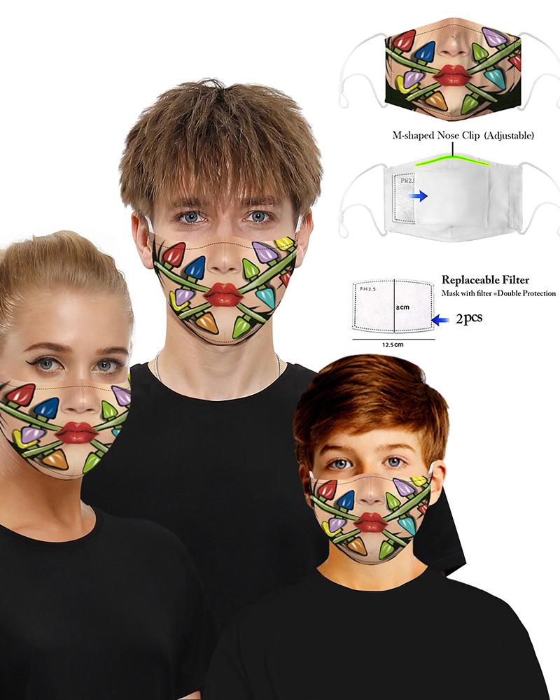 

Christmas Cartoon Print PM 2.5 Breathable Face Mask, Style12