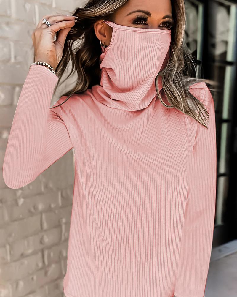 

Solid Color Dust Mask Blouse, Pink