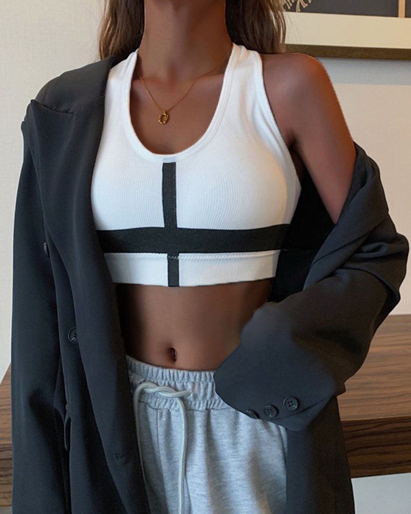 

Colorblock Sleeveless Skinny Tanks, White