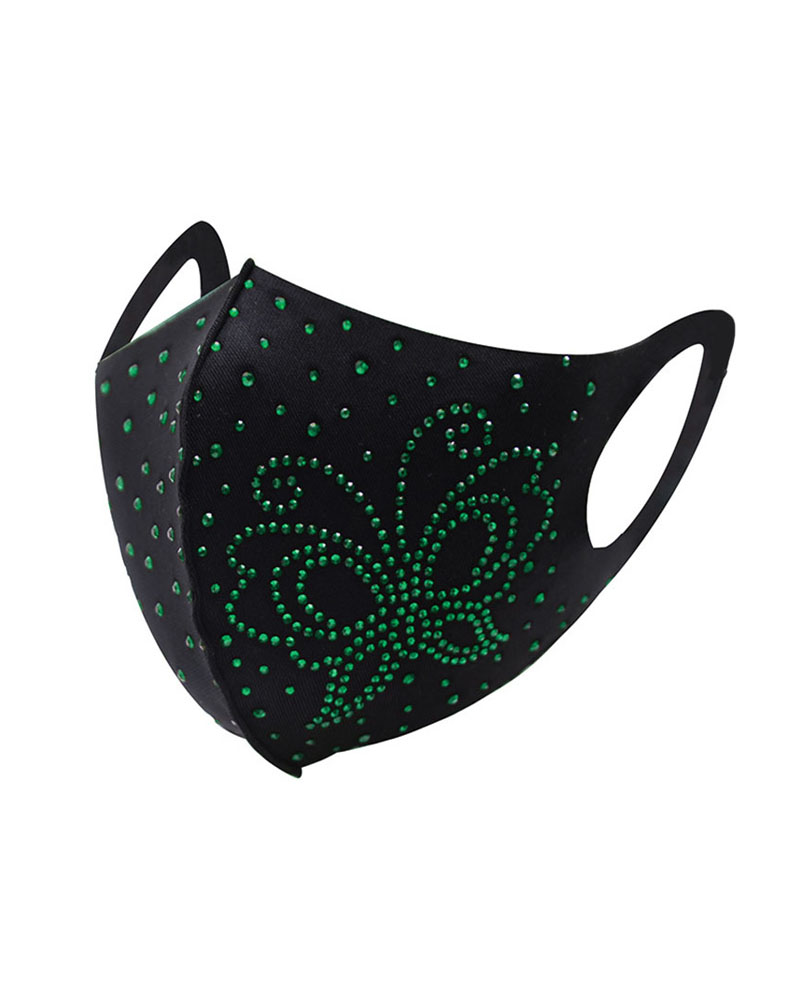 

Butterfly Pattern Studded Breathable Face Mask, Green