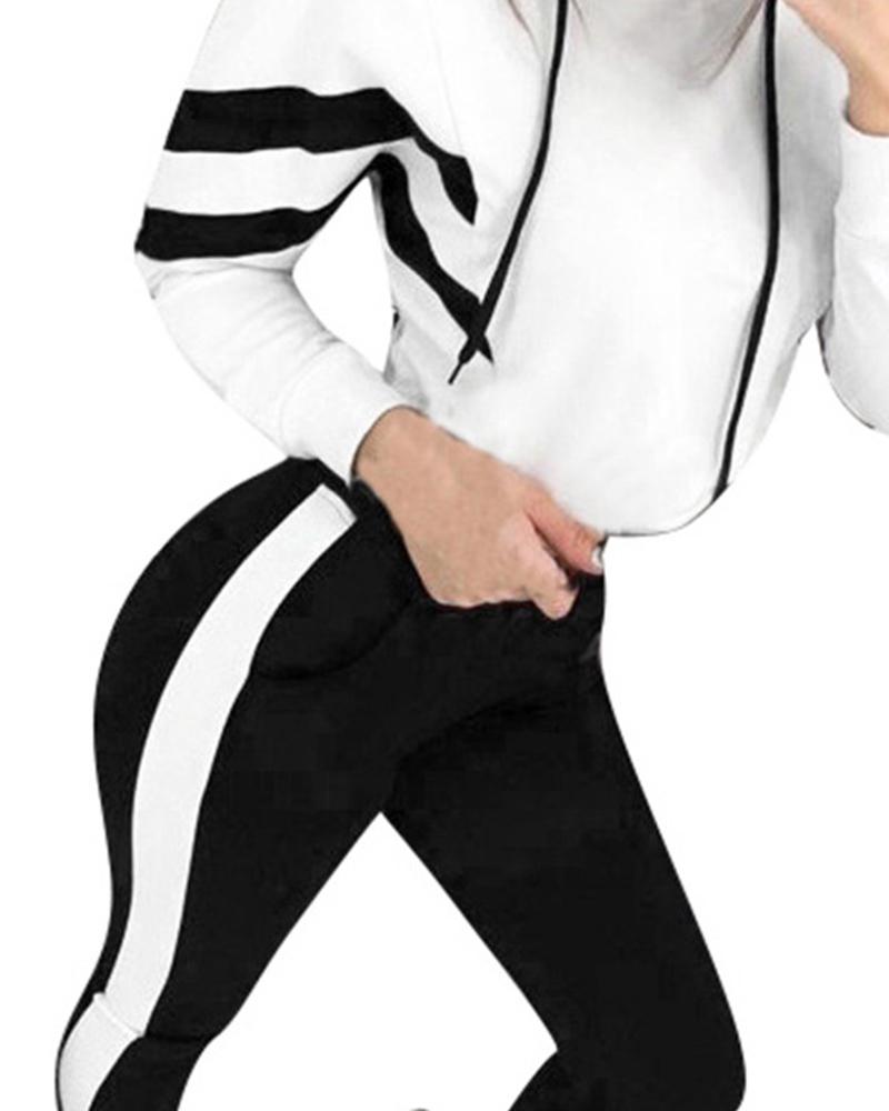 

Crop Hoodie & Pants Set, White