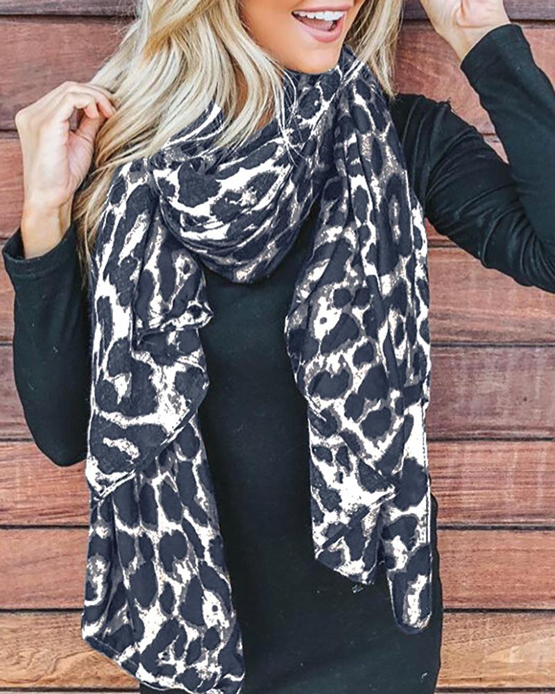 

Cheetah Print Silk Scarf, White