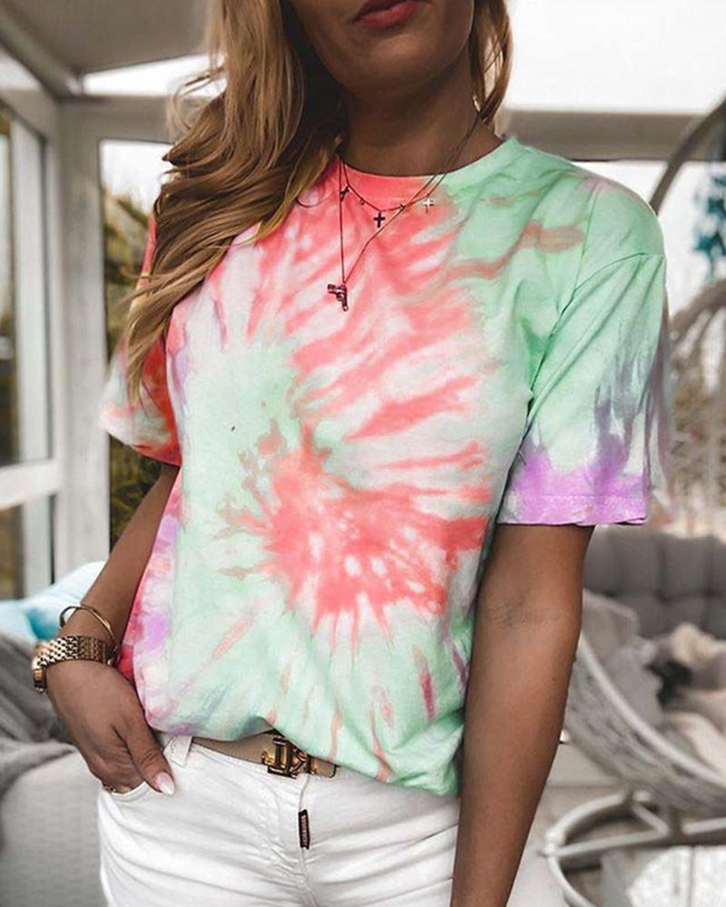 

Tie Dye Round Neck T-Shirt, Orange