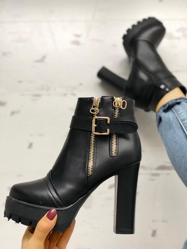 platform chunky heel boots