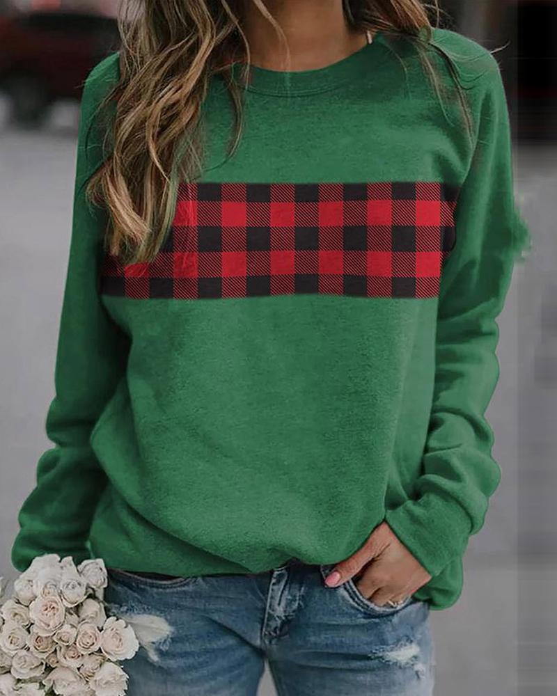 

Christmas Print Long Sleeve Sweatshirt, Green