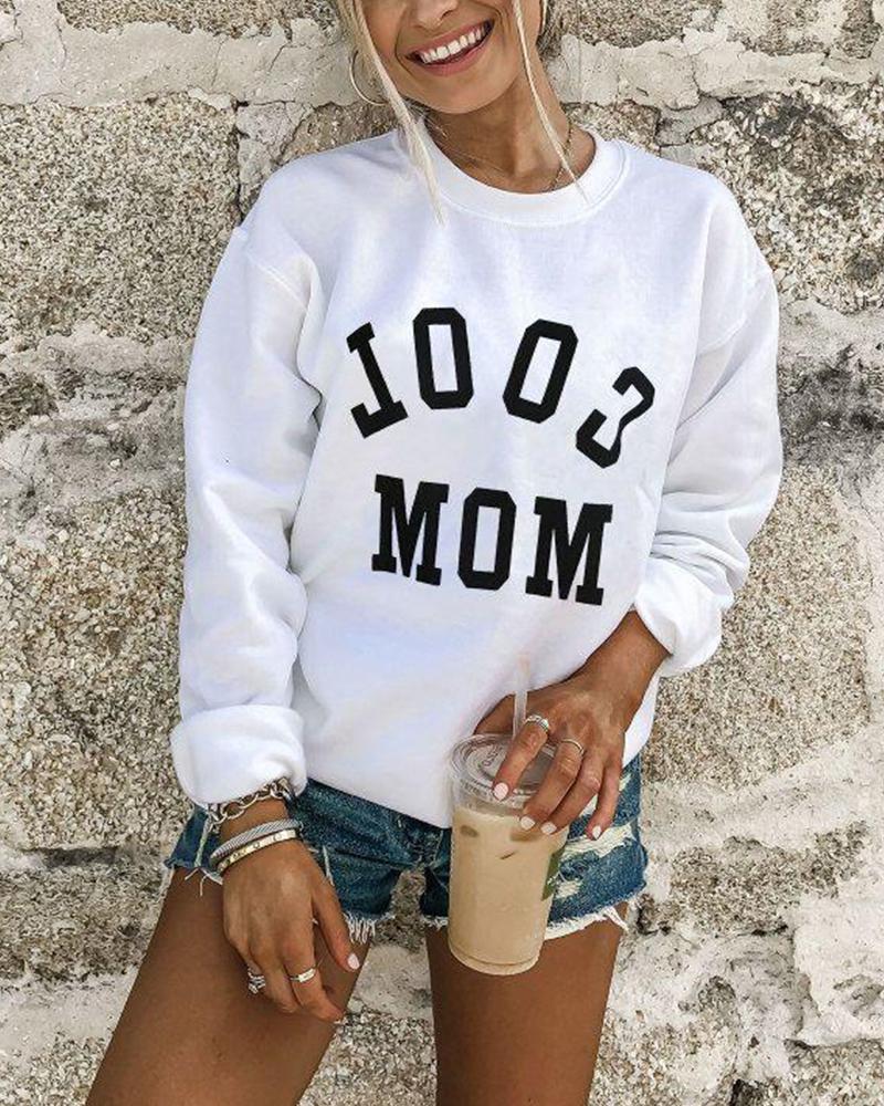 

Comfy Glue Letter Print Sweatshirt, White