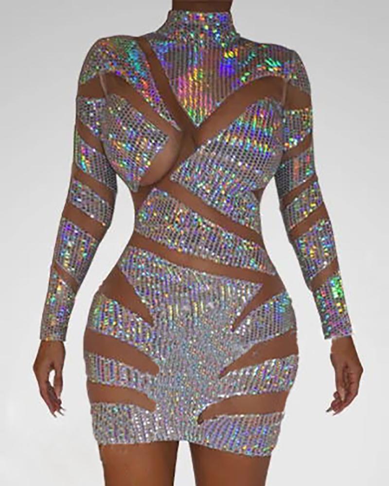 patchwork sequin gown