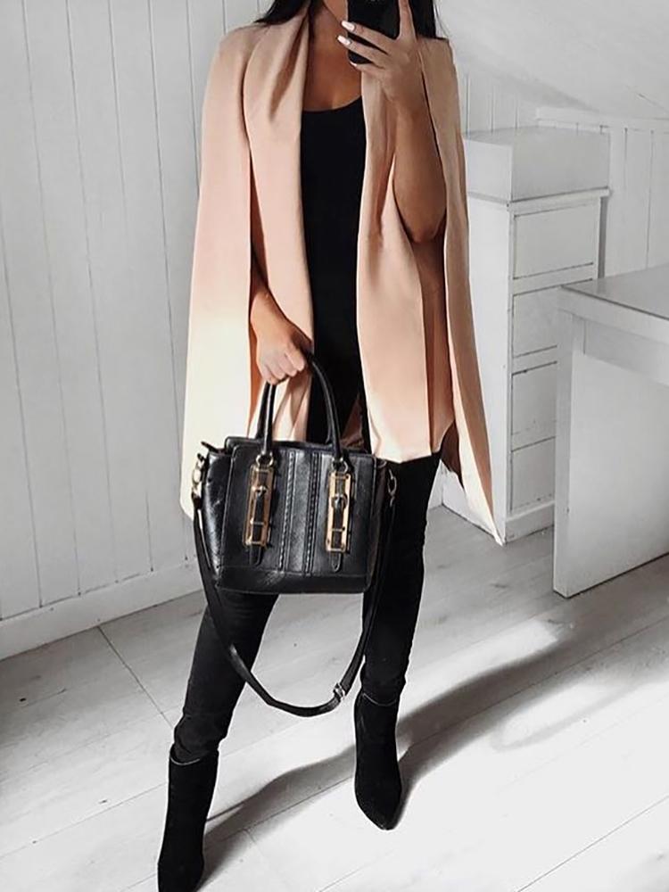 

Trendy Cape Sleeve Blazer Coat, Nude