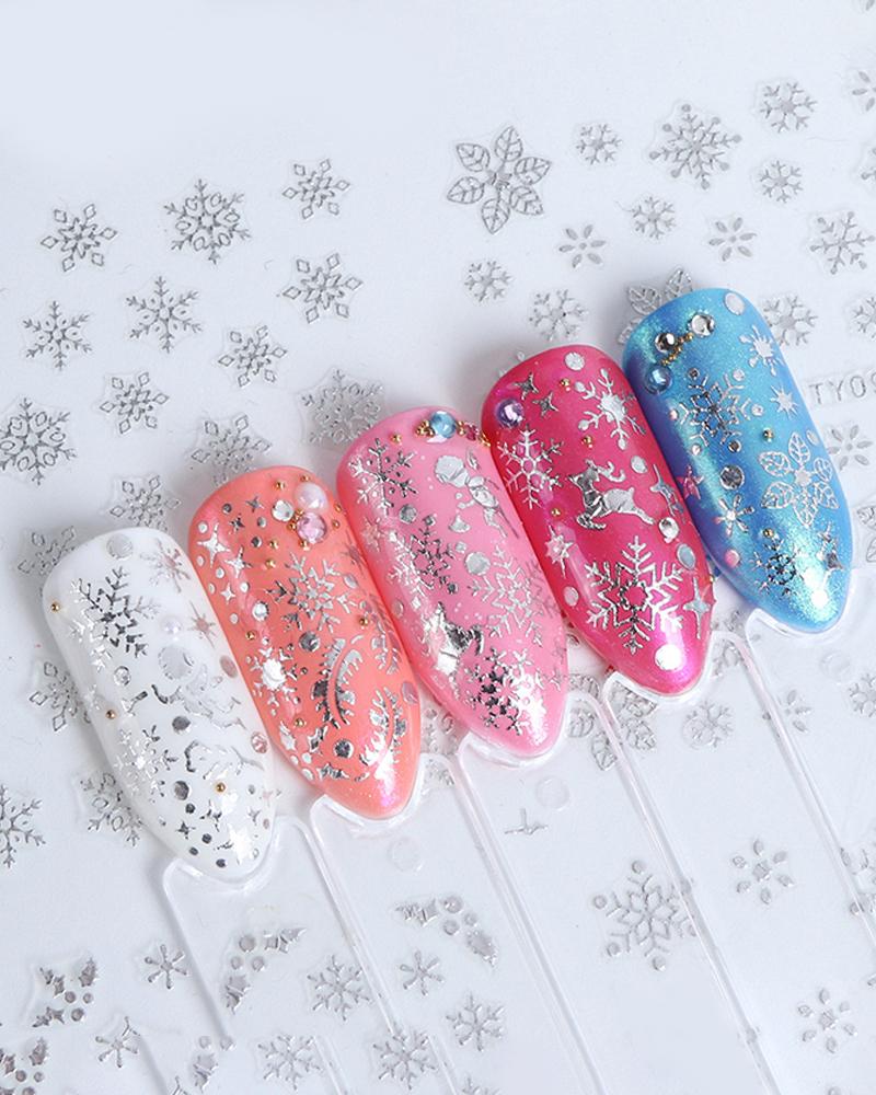 

1 Sheet Christmas Pattern Nail Art Sticker, Silver