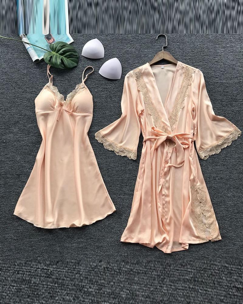 

Silk Imitation Plus Size Nightgown Sleepshirt, Yellow