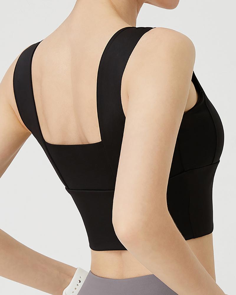 

U Neck Racer Back Sports Bra, Black